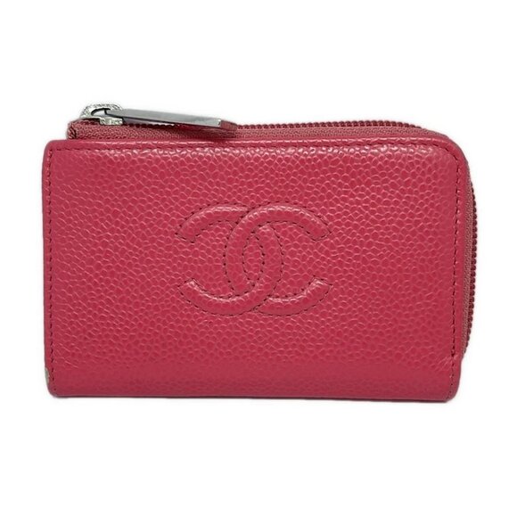 CHANEL - Pink Calfskin Coin Case - Picture 1 of 4